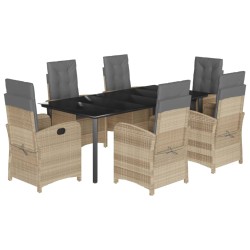 vidaXL Set comedor de jardín 7 pzas con cojines ratán sintético beige