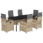 vidaXL Set comedor de jardín 7 pzas con cojines ratán sintético beige vidaXL Set comedor de jardín 7 pzas con cojines ratán sintético beige
