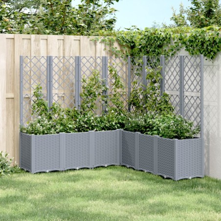 vidaXL Jardinera con enrejado PP gris 160x160x140 cm