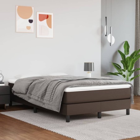 vidaXL Cama box spring con colchón cuero sintético marrón 120x200 cm