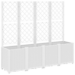 vidaXL Jardinera con enrejado PP blanco 160x40x140 cm