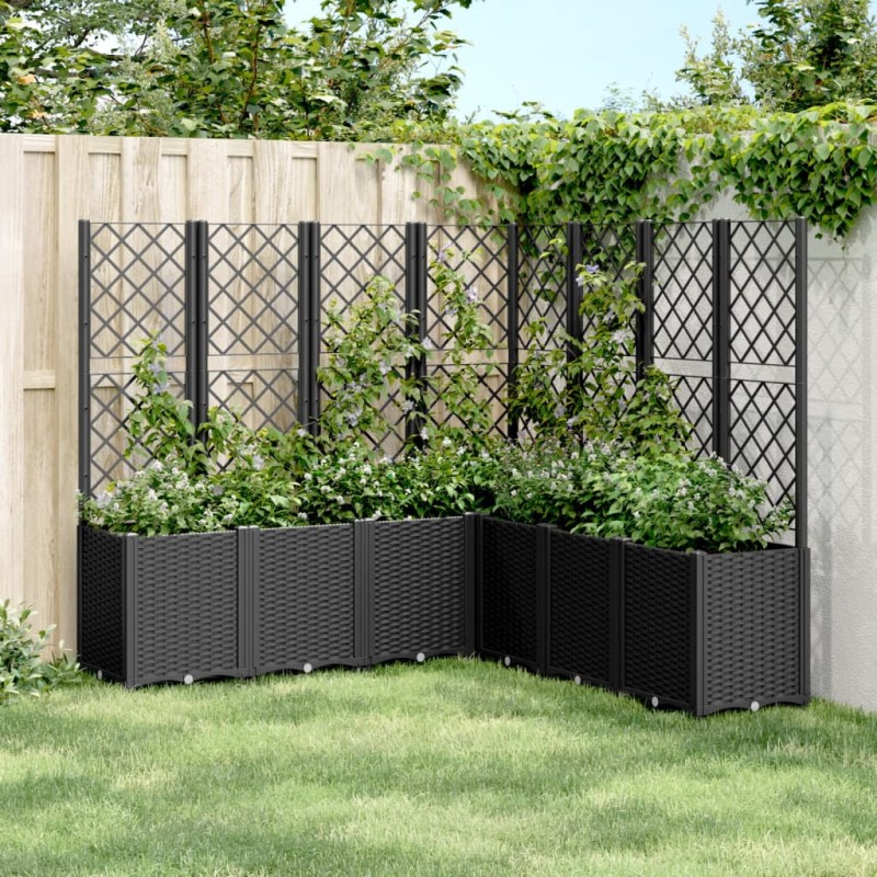vidaXL Jardinera con enrejado PP negro 160x160x140 cm vidaXL Jardinera con enrejado PP negro 160x160x140 cm