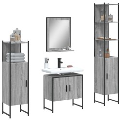 vidaXL Set de armario de baño 4 pzas madera contrachapada gris sonoma