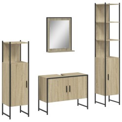 vidaXL Juego de muebles de baño 4 pzas madera ingeniería roble Sonoma