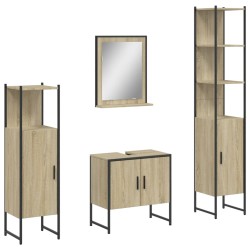 vidaXL Juego de muebles de baño 4 pzas madera ingeniería roble Sonoma