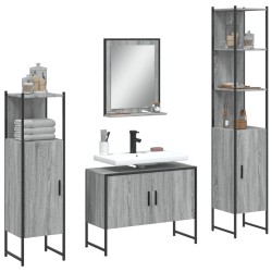vidaXL Set de armario de baño 4 pzas madera contrachapada gris sonoma