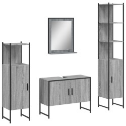 vidaXL Set de armario de baño 4 pzas madera contrachapada gris sonoma