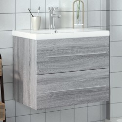 vidaXL Mueble de baño con lavabo integrado gris Sonoma