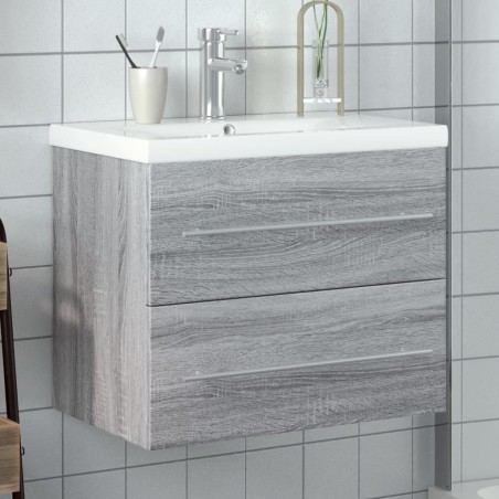 vidaXL Mueble de baño con lavabo integrado gris Sonoma