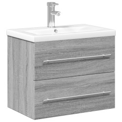 vidaXL Mueble de baño con lavabo integrado gris Sonoma
