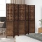 vidaXL Biombo separador de 5 paneles madera paulownia marrón oscuro vidaXL Biombo separador de 5 paneles madera paulownia marrón oscuro