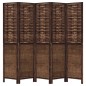 vidaXL Biombo separador de 5 paneles madera paulownia marrón oscuro vidaXL Biombo separador de 5 paneles madera paulownia marrón oscuro