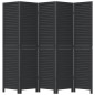 vidaXL Biombo separador de 5 paneles madera maciza Paulownia negro vidaXL Biombo separador de 5 paneles madera maciza Paulownia negro