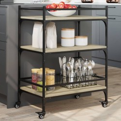 vidaXL Carrito de cocina madera ingeniería roble Sonoma 65x40x86,5 cm