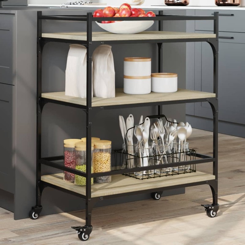 vidaXL Carrito de cocina madera ingeniería roble Sonoma 65x40x86,5 cm vidaXL Carrito de cocina madera ingeniería roble Sonoma 65x40x86,5 cm