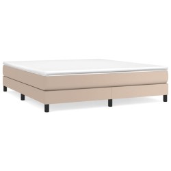 vidaXL Cama box spring con colchón cuero sintético capuchino 180x200cm