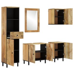 vidaXL Conjunto de armarios de baño 5 piezas madera maciza de mango