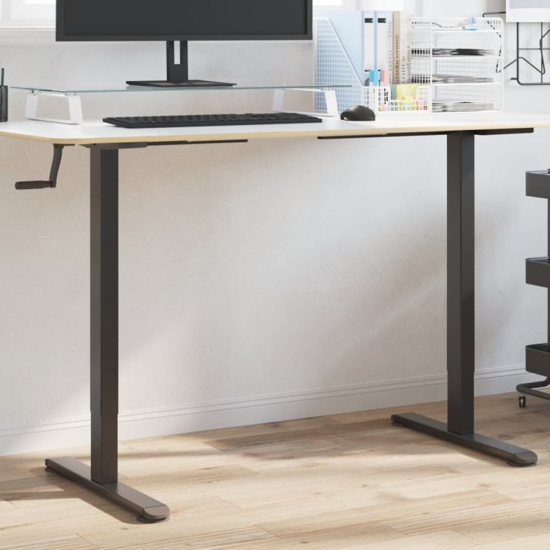 vidaXL Marco de escritorio de pie acero negro (94-135)x60x(70-114) cm vidaXL Marco de escritorio de pie acero negro (94-135)x60x(70-114) cm