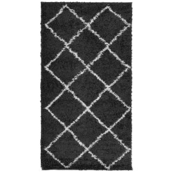 vidaXL Alfombra de pelo largo moderna negro y crema 60x110 cm