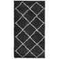 vidaXL Alfombra de pelo largo moderna negro y crema 60x110 cm vidaXL Alfombra de pelo largo moderna negro y crema 60x110 cm