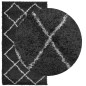 vidaXL Alfombra de pelo largo moderna negro y crema 60x110 cm vidaXL Alfombra de pelo largo moderna negro y crema 60x110 cm