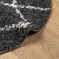 vidaXL Alfombra de pelo largo moderna negro y crema Ø 80 cm vidaXL Alfombra de pelo largo moderna negro y crema Ø 80 cm