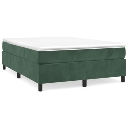 vidaXL Cama box spring con colchón terciopelo verde oscuro 140x200 cm