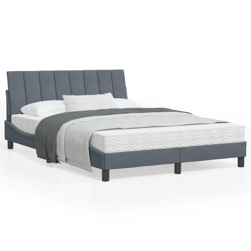 vidaXL Estructura cama con cabecero terciopelo gris oscuro 140x190 cm vidaXL Estructura cama con cabecero terciopelo gris oscuro 140x190 cm