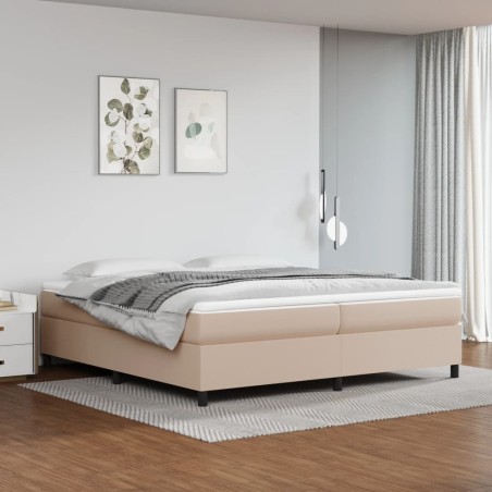 vidaXL Cama box spring con colchón cuero sintético capuchino 200x200cm