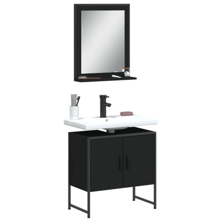 vidaXL Juego de muebles de baño 2 pzas madera de ingeniería negro
