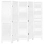 vidaXL Biombo separador de 5 paneles madera maciza Paulownia blanco vidaXL Biombo separador de 5 paneles madera maciza Paulownia blanco