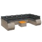 vidaXL Set de sofás de jardín 11 pzas y cojines ratán sintético gris vidaXL Set de sofás de jardín 11 pzas y cojines ratán sintético gris