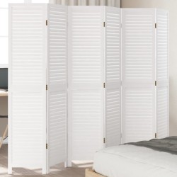 vidaXL Biombo separador de 6 paneles madera maciza Paulownia blanco