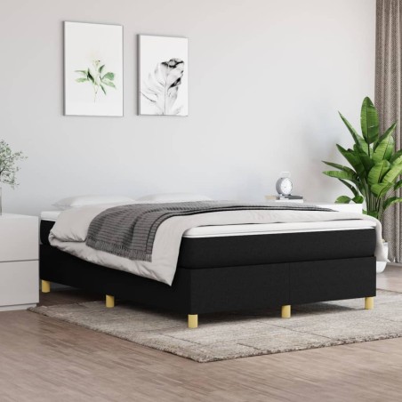 vidaXL Cama box spring con colchón tela negro 140x190 cm