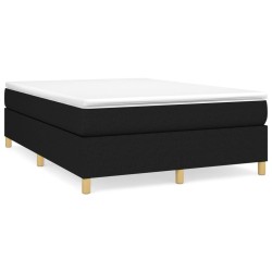 vidaXL Cama box spring con colchón tela negro 140x190 cm