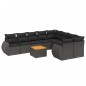 vidaXL Set de sofás de jardín 10 pzas cojines ratán sintético negro vidaXL Set de sofás de jardín 10 pzas cojines ratán sintético negro