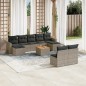 vidaXL Set de sofás de jardín 10 pzas con cojines ratán sintético gris vidaXL Set de sofás de jardín 10 pzas con cojines ratán sintético gris