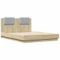 vidaXL Estructura cama con cabecero luces LED roble Sonoma 120x190 cm vidaXL Estructura cama con cabecero luces LED roble Sonoma 120x190 cm