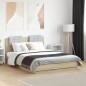 vidaXL Estructura cama con cabecero luces LED roble Sonoma 120x190 cm vidaXL Estructura cama con cabecero luces LED roble Sonoma 120x190 cm
