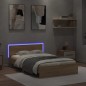 vidaXL Estructura de cama cabecero y luces LED roble Sonoma 135x190 cm