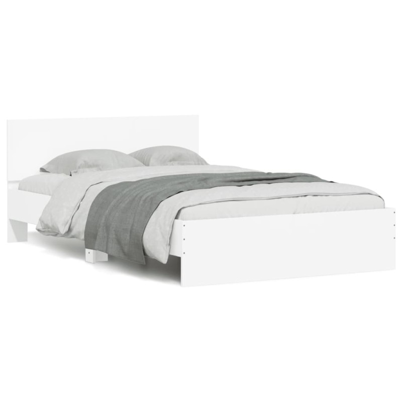 vidaXL Estructura de cama con cabecero y luces LED blanco 135x190 cm vidaXL Estructura de cama con cabecero y luces LED blanco 135x190 cm