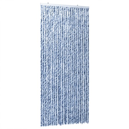 vidaXL Cortina antimoscas chenilla azul y blanco 100x230 cm