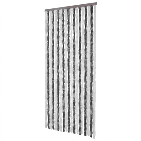 vidaXL Cortina antimoscas chenilla gris y blanco 100x230 cm