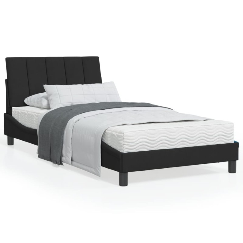 vidaXL Estructura de cama con cabecero de terciopelo negro 100x200 cm vidaXL Estructura de cama con cabecero de terciopelo negro 100x200 cm