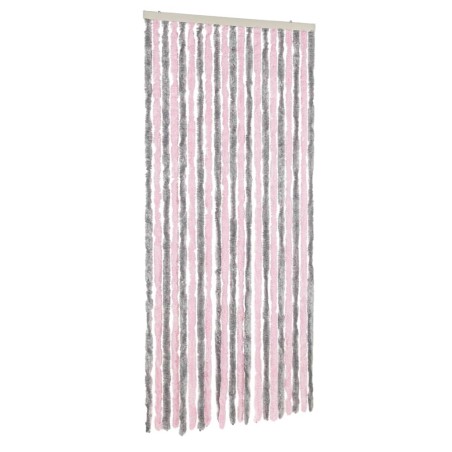 vidaXL Cortina antimoscas chenilla gris plateado y rosa 100x230 cm