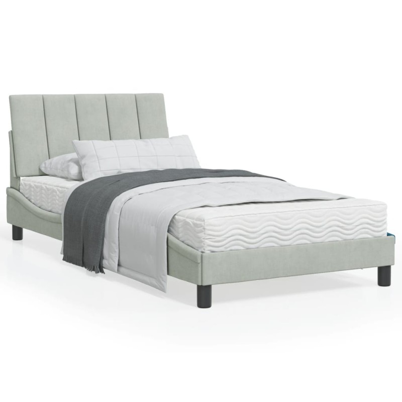 vidaXL Estructura de cama con cabecero terciopelo gris claro 100x200cm