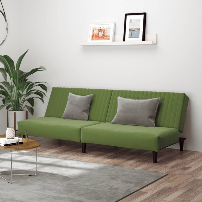 vidaXL Sofá cama de 2 plazas terciopelo verde claro vidaXL Sofá cama de 2 plazas terciopelo verde claro