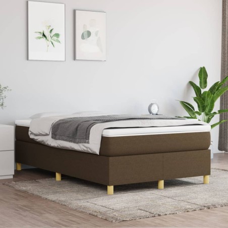 vidaXL Cama box spring con colchón tela marrón oscuro 120x200 cm