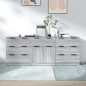 vidaXL Aparador de 3 piezas madera contrachapada gris Sonoma vidaXL Aparador de 3 piezas madera contrachapada gris Sonoma