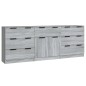 vidaXL Aparador de 3 piezas madera contrachapada gris Sonoma vidaXL Aparador de 3 piezas madera contrachapada gris Sonoma